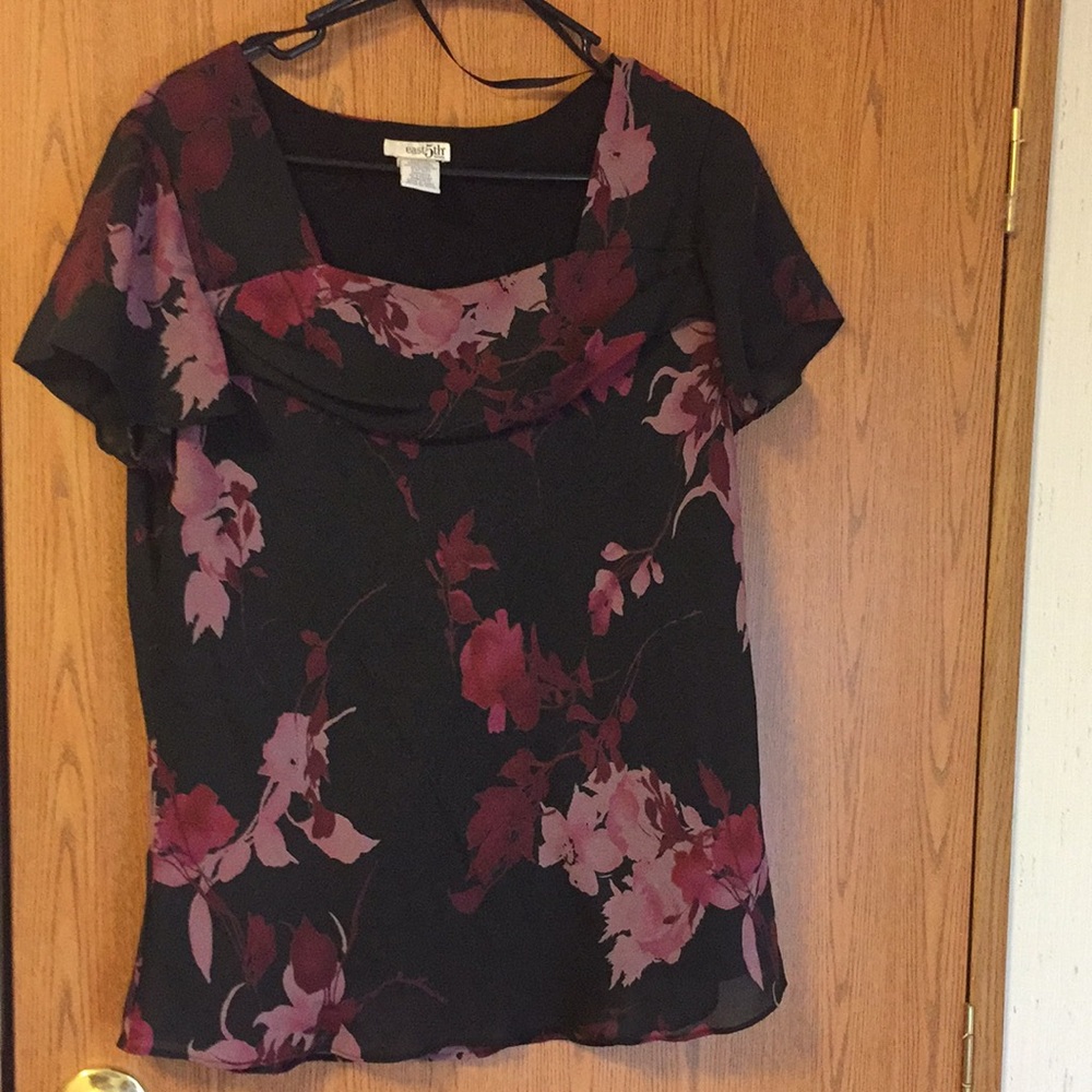 Black floral blouse